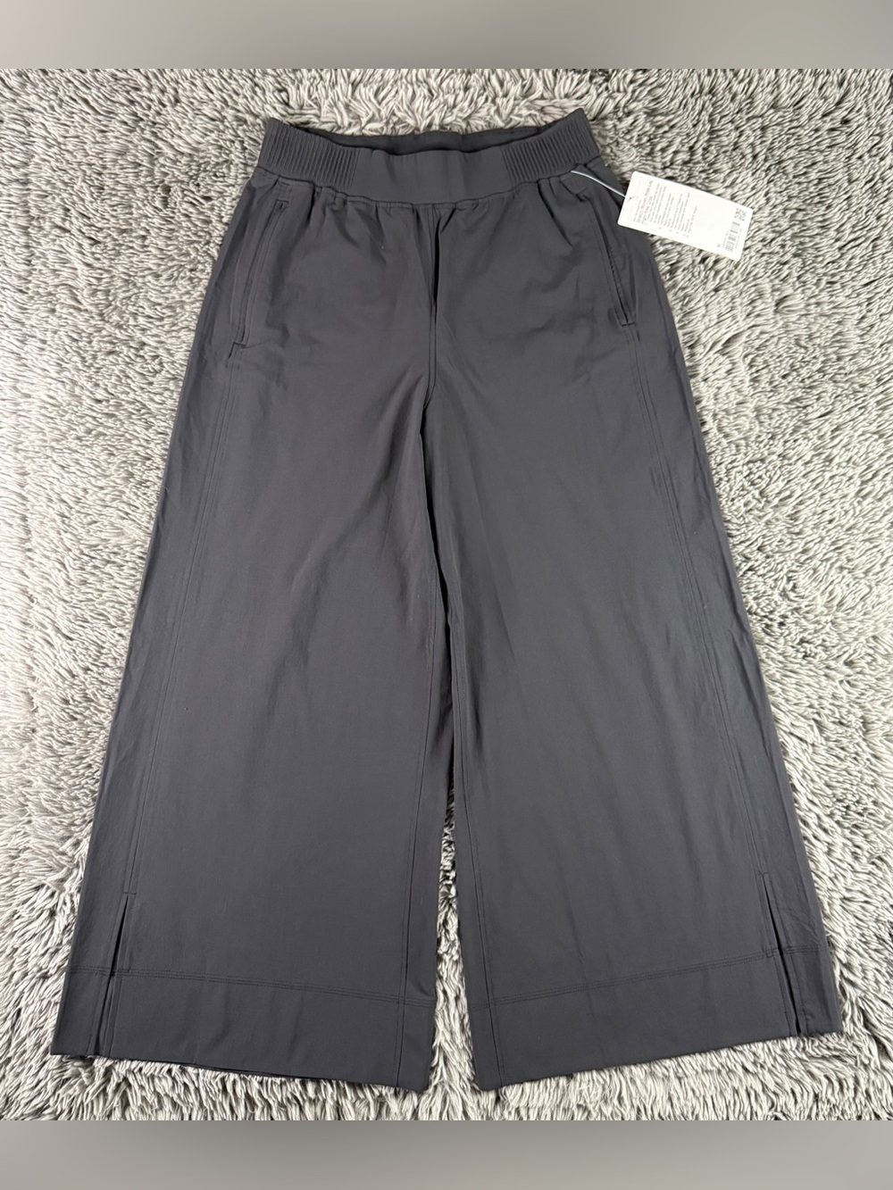Lululemon Stretch Woven Wide Leg High Rise Crop Pants Black Size M NWT